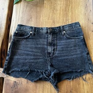 BDG Black Jean Shorts with Frayed Hem
